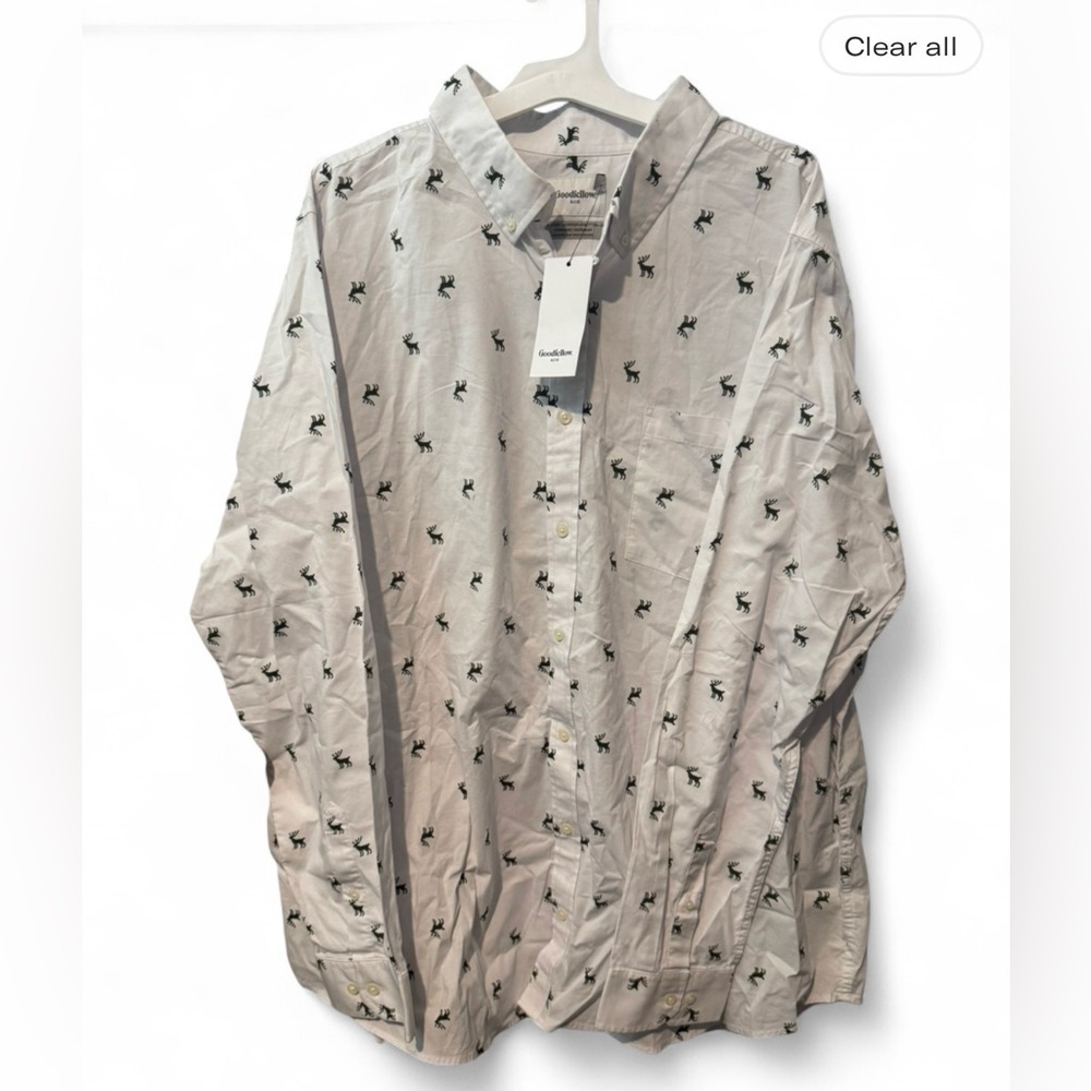 Size 3XL Tall Goodfellow & Co White Shirt with deer pattern